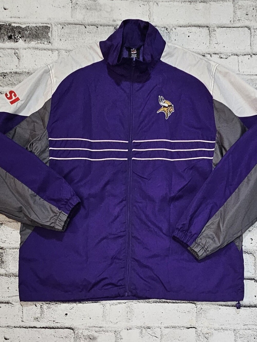 Reebok Minnesota Vikings NFL Windbreaker Jacket XL Purple Full Zip